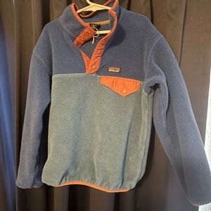 Patagonia Blue and Orange Zip Up Sweater